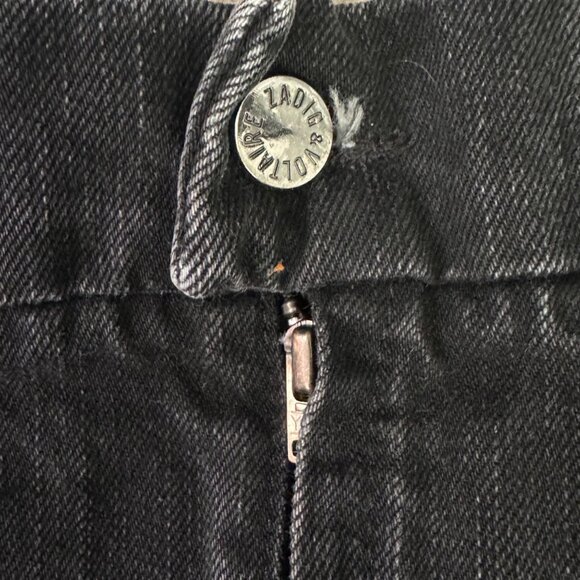 Zadig & Voltaire Denim Mini Skirt Size 36 EU Black Frayed Raw Hem - Picture 7 of 9